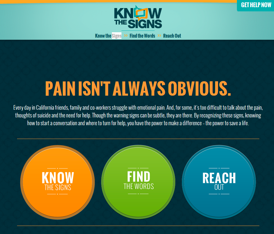 Screenshot of the website, 