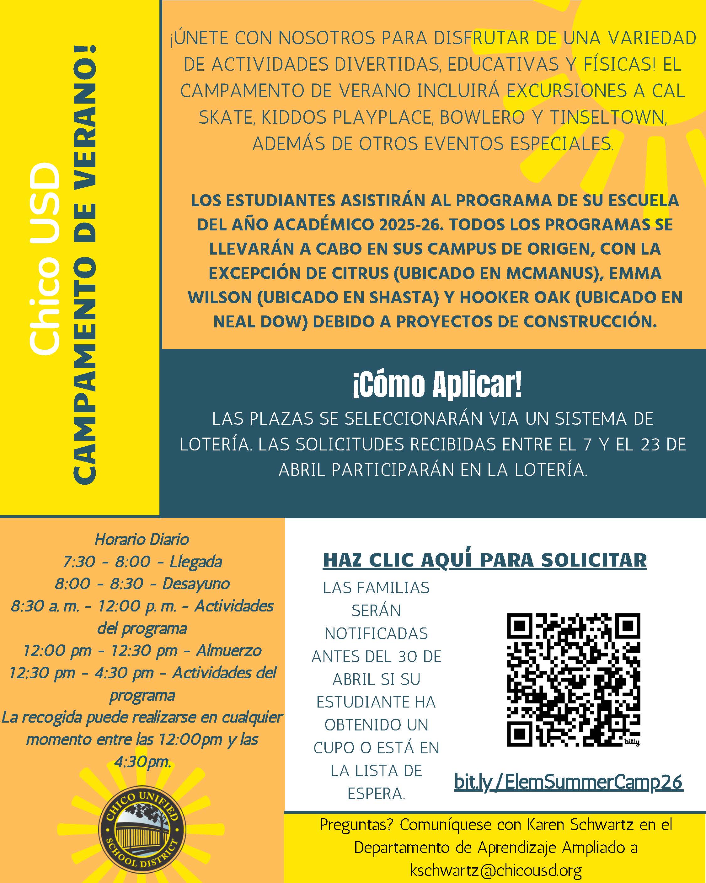 Spanish Elementary Summer Camp Flyer 2026