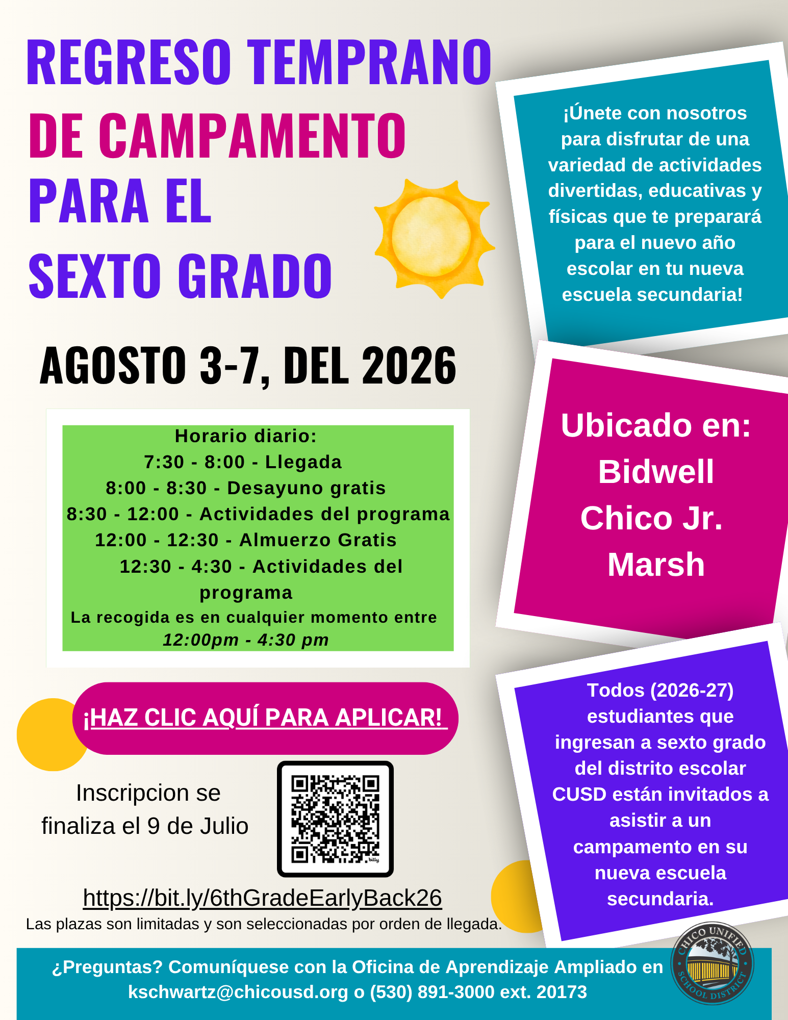 6th Grade Early Back Camp Flyer 2026