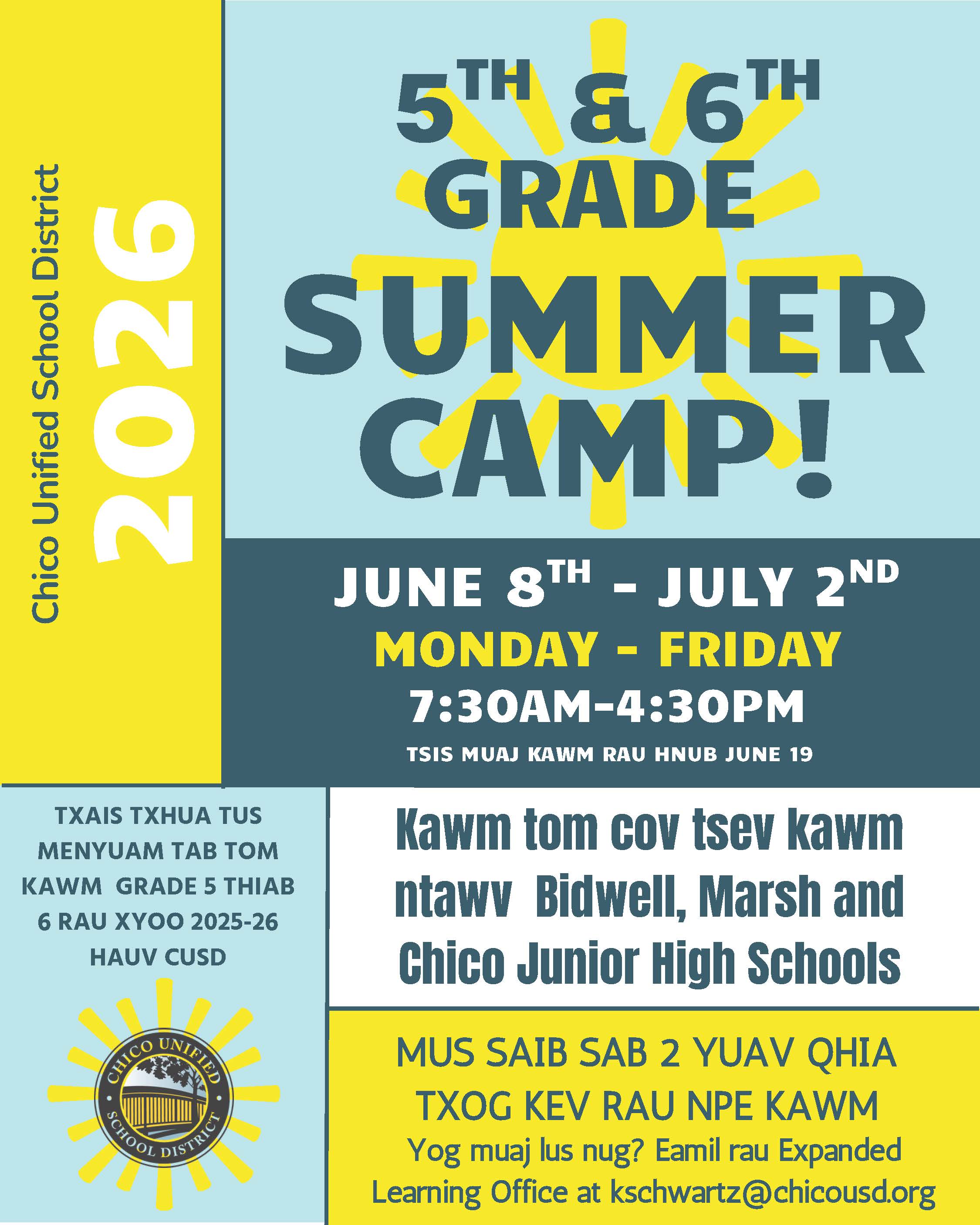 2026 5th & 6th grade Summer Camp Flyer Hmong 
