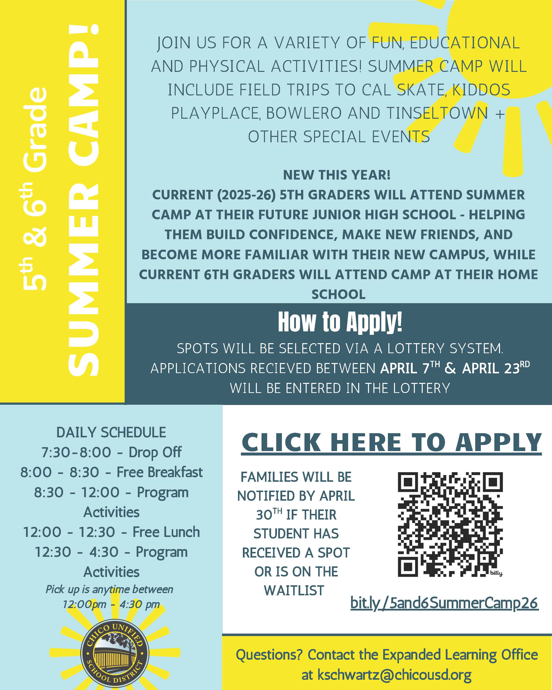 5th and 6th grade summer camp flyer