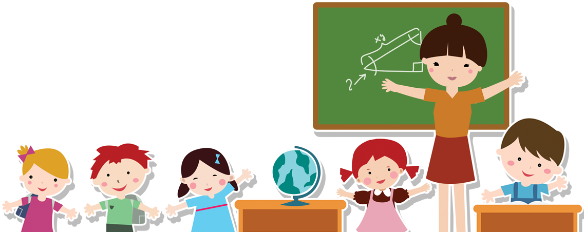 Clipart of teacher with students.