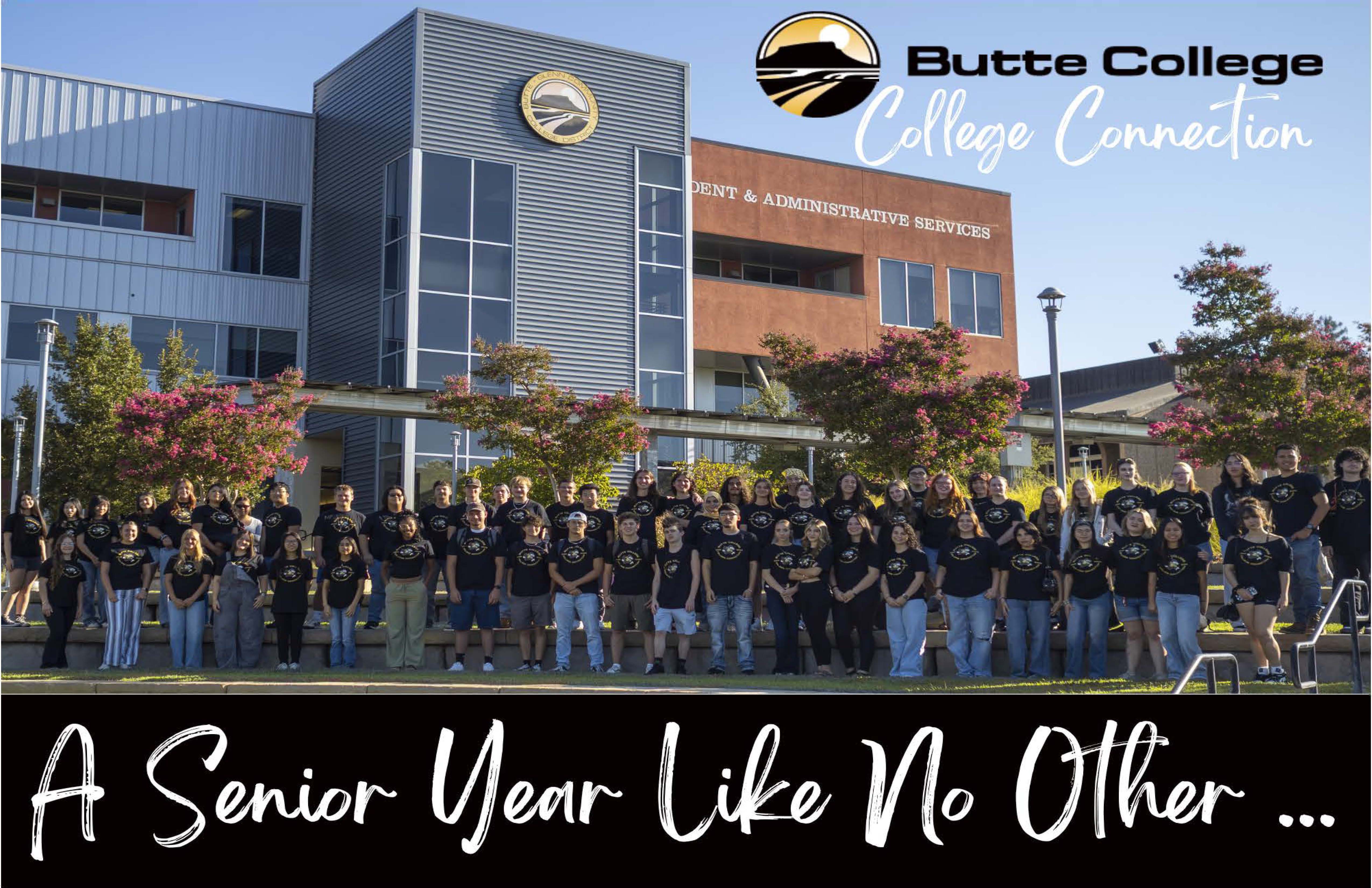 Group photo of student in front of Butte College