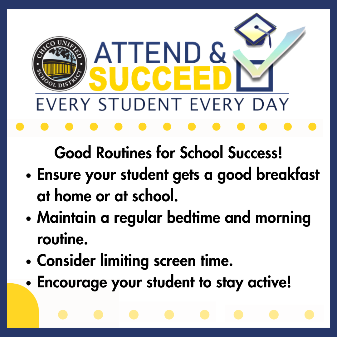 Graphic with the Attend and Succeed Logo and text, 