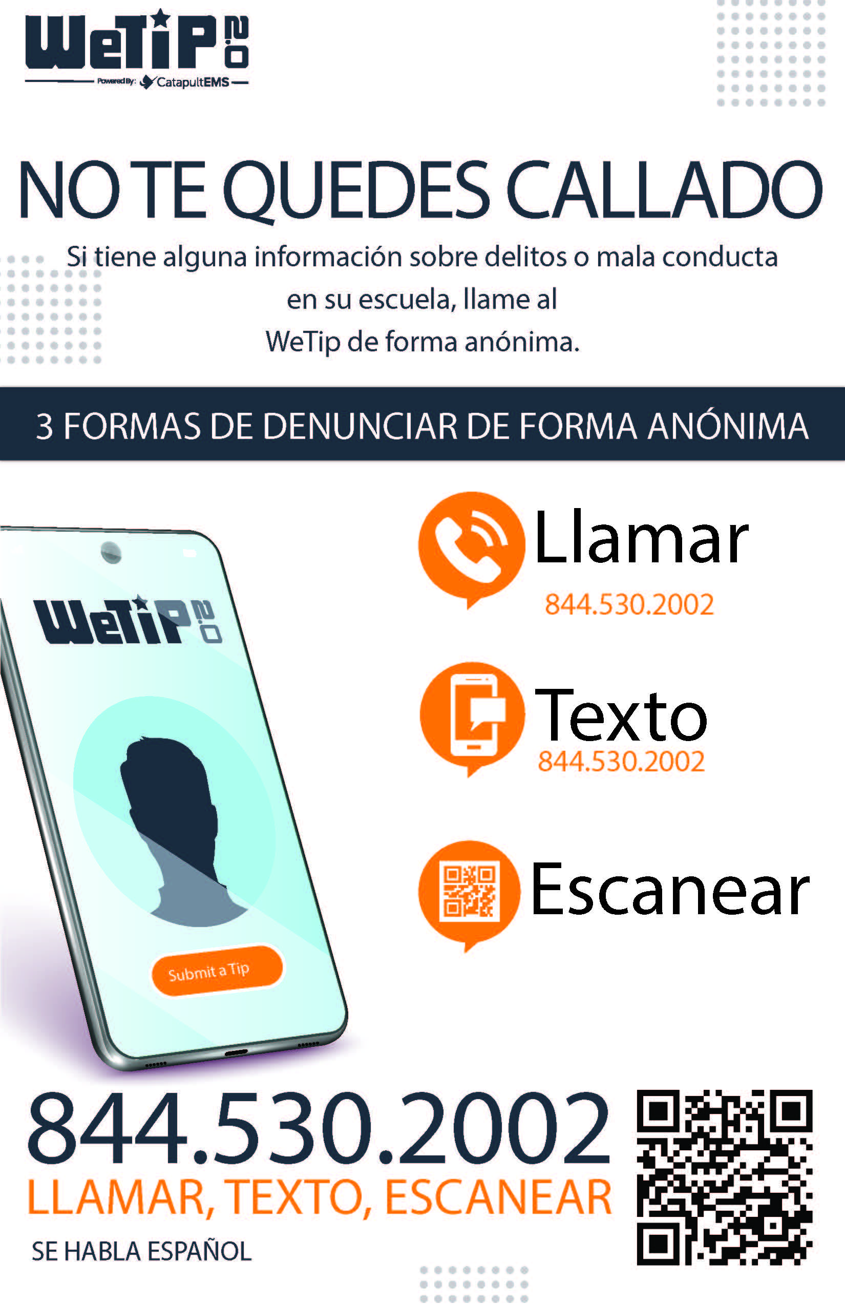 Llamar, Texto, Escanear 844-530-2002
