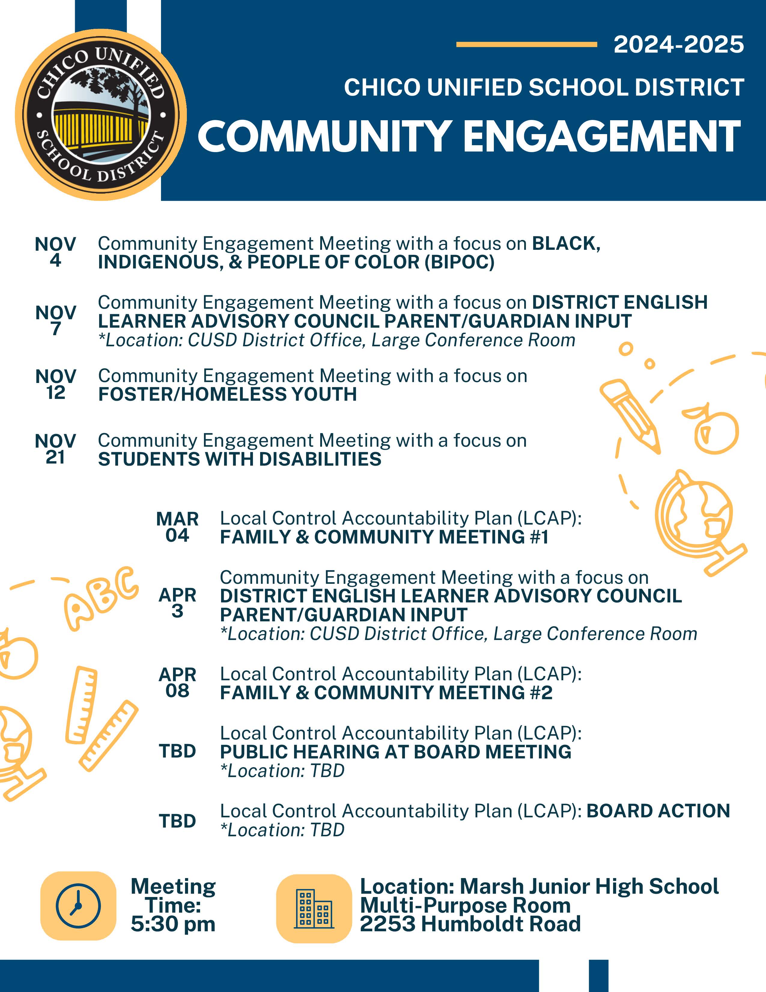 Community Engagement Meeting Schedule