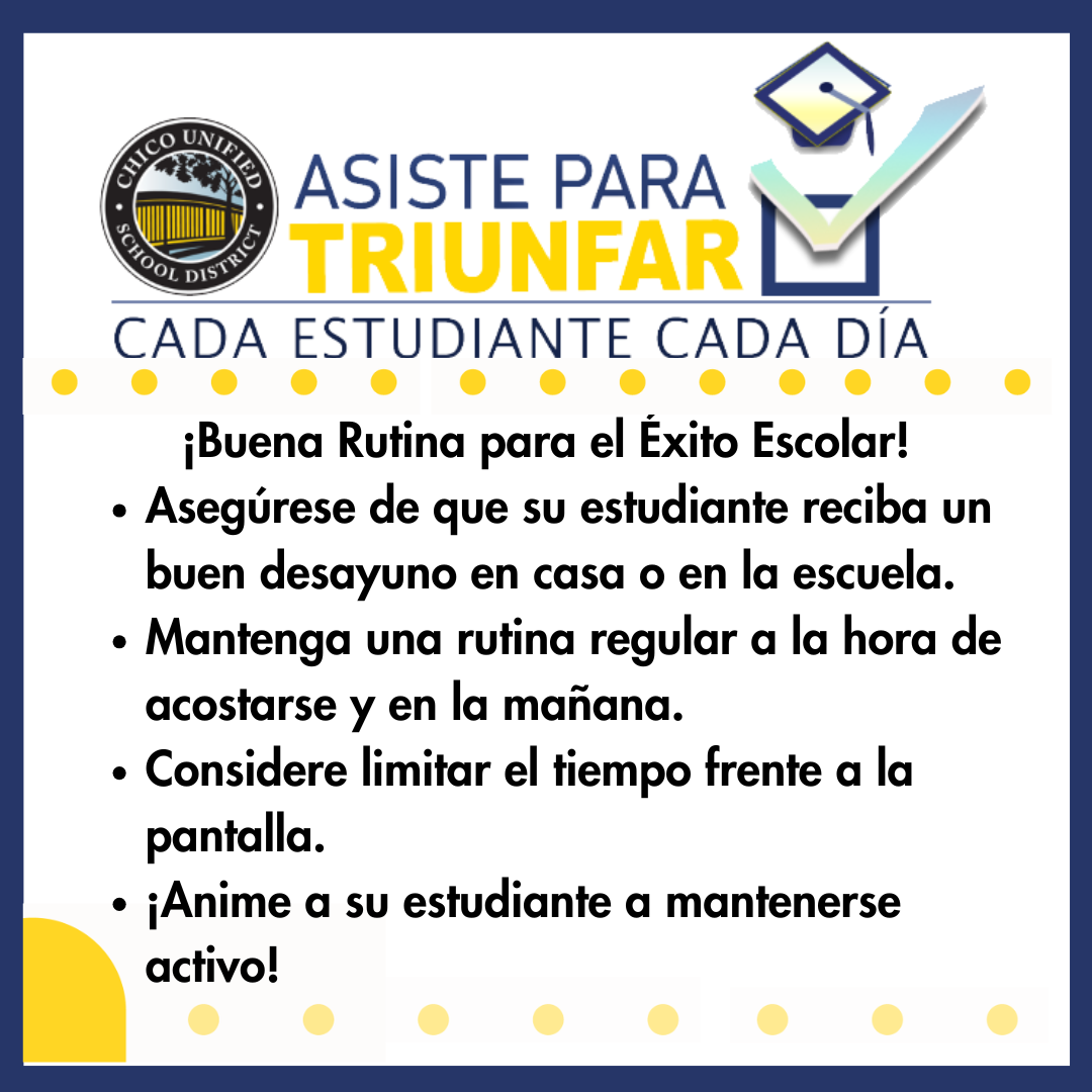 Asiste Para Triunfar, Buena Rutina Para El Exito Escolar
