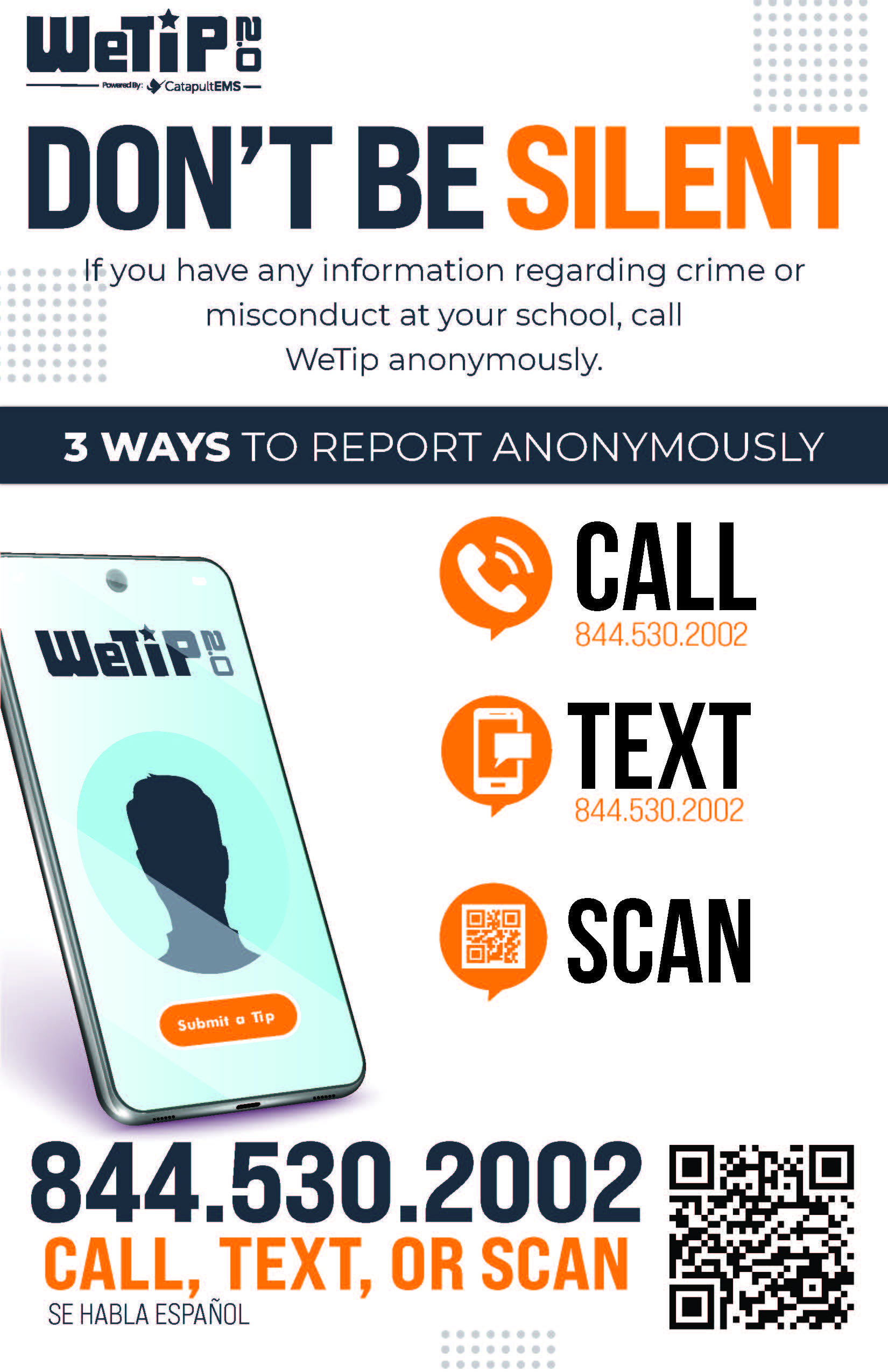 Anonymous Reporting Hotline - Call or Text 844-530-2002
