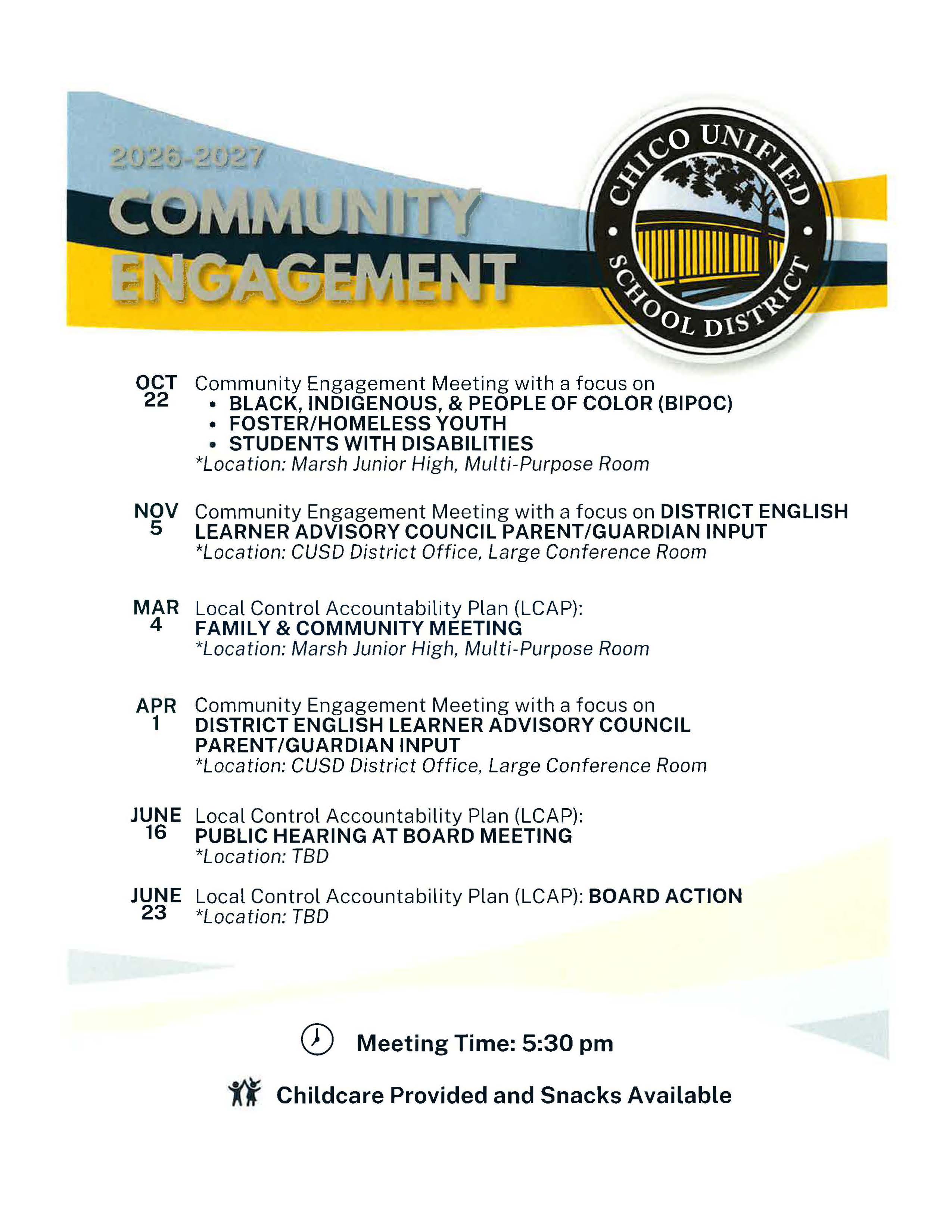 LCAP Meetings - Plain text version is on the website
