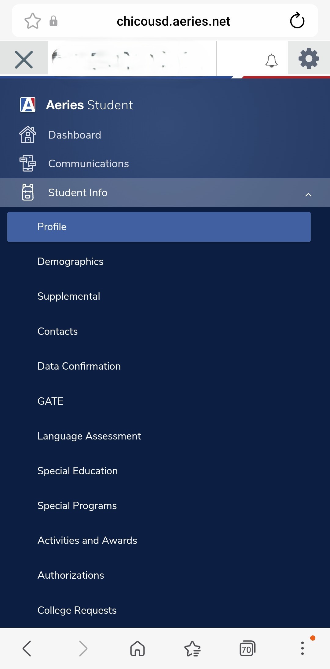 Screenshot of Parent Portal Directions to find Student Id