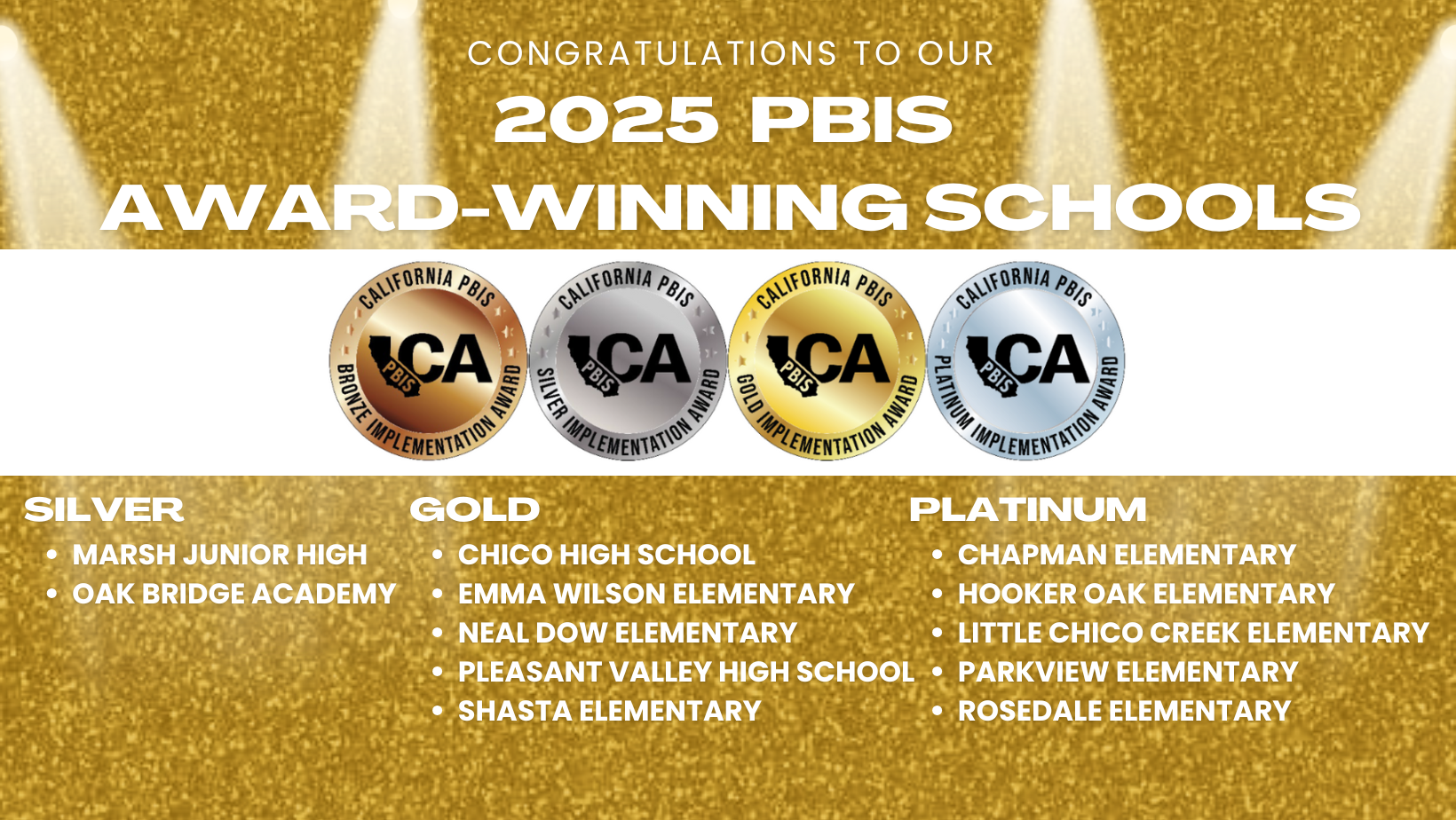 List of all the schools and PBIS recognition