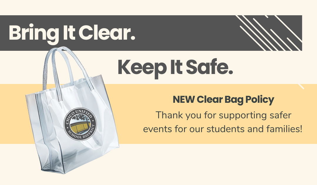 Graphic with a clear bag and text, 