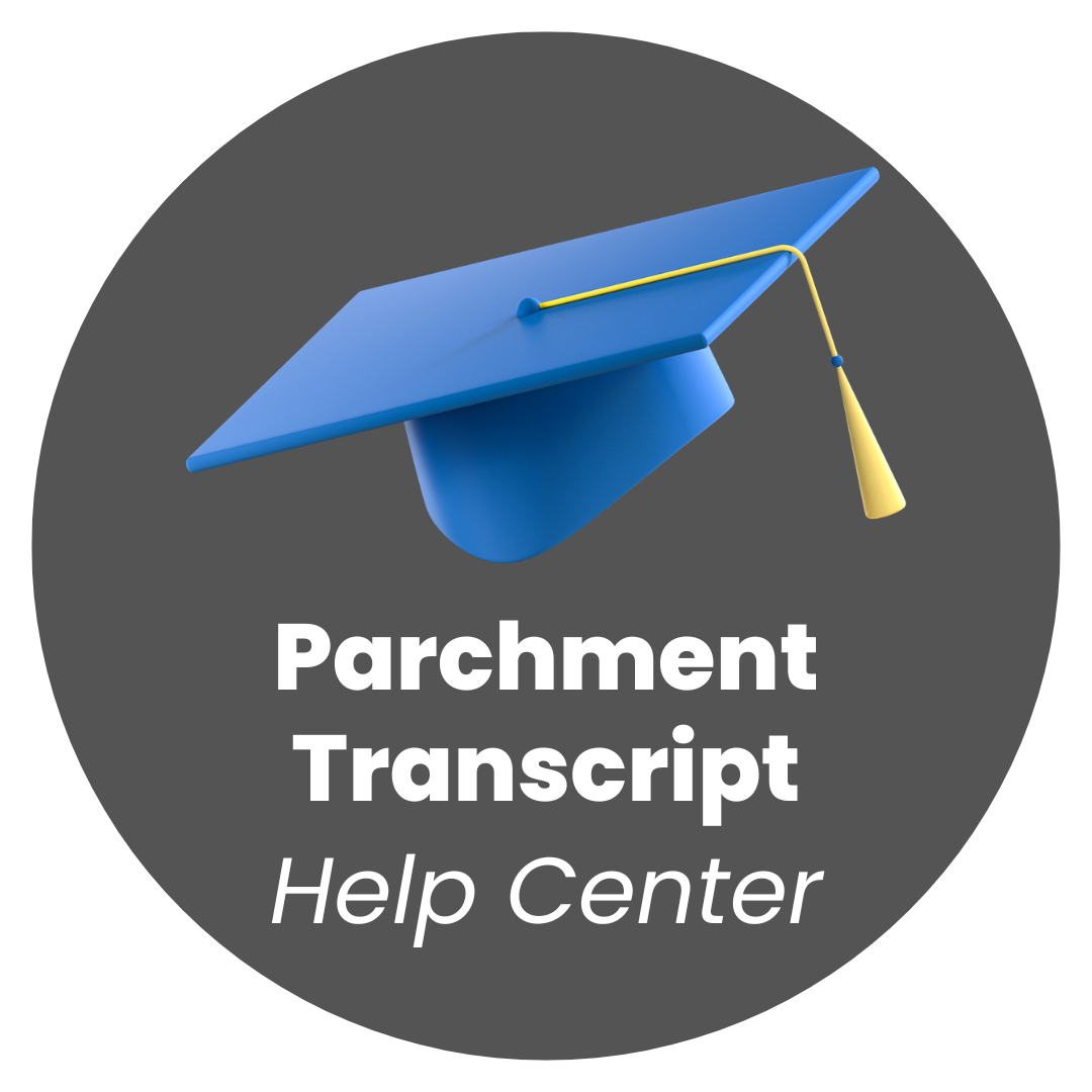 Grad Cap Graphic with text, Parchment Transcript Request - Help Center