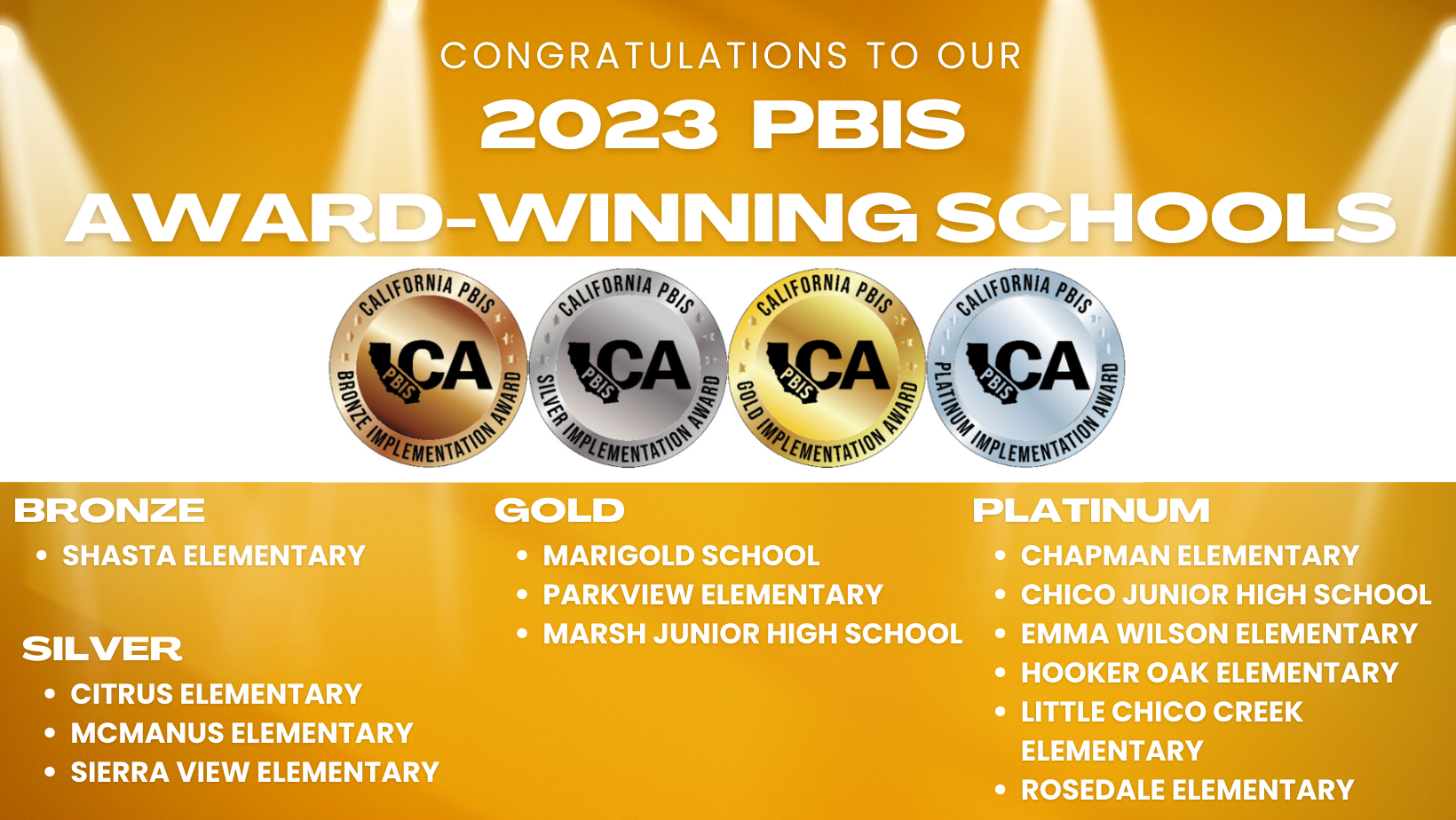 List of all the schools and PBIS recognition
