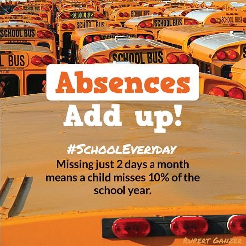 Graphic "Absences Add Up" #schooleveryday